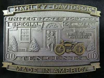 Vtg Harley Davidson Postal Ten Cents Belt Buckle US Postage Made In America NEW • $12.99