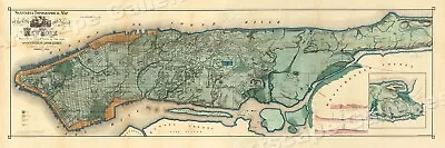 1865 Topographical Map Of Manhattan NYC Historic Map - 12x36 • $22.95