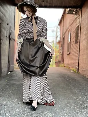 Vintage Theatrical Gown And Bonnet-Silver-Antique Look-Old World-Dress-S/M • $105