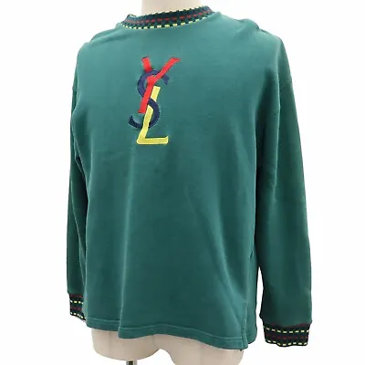 Yves Saint Laurent Long Sleeve Used Trainer Green Cotton Italy Vintage #AG121 Y • $138.48