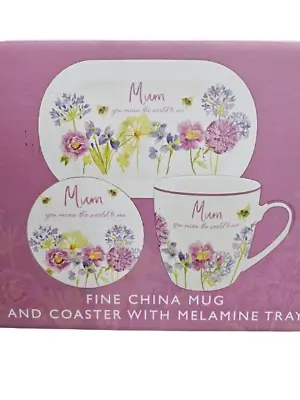 Tray Coaster Mug Mum New Boxed Design Fine Coasters Melamine Floral • £11.55