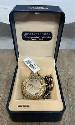 Jules Jurgensen Masonic Gold Tone Pocket Watch + Chain + Box NEW #1 Dad • $43