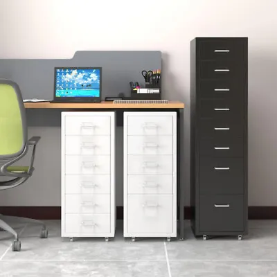 Office Filing Cabinet Mobile Under Desk File Storage Cupboard 3-10 Drawers Unit • £45.95