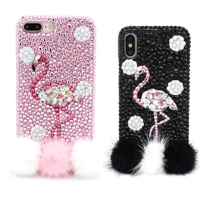 Flamingo Fashion Bling Diamond Fur A-Class Crystal Phone Case Cover • £11.86