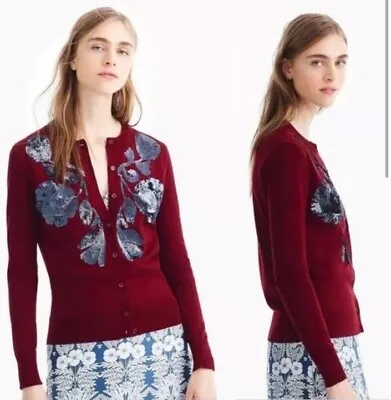 NWT J. Crew Sequin Floral Embroidered Cotton Jackie Cardigan Small • $39.99