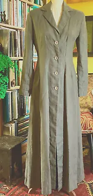 Vintage Jigsaw Slate Green Linen Maxi Coat Size 12 • £125