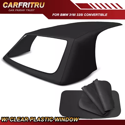 For BMW E30 E36 325i 318i Black Convertible Soft Top With Clear Plastic Window • $215.55