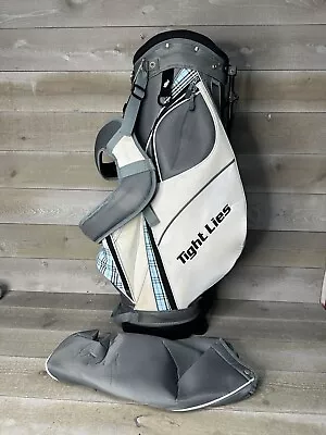 Adam’s Golf Tight Lies 7 Way Stand Golf Bag Gray White Blue Plaid W/ Rain Cover • $90