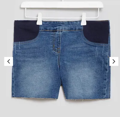 Ladies Blue Denim Maternity Under Bump Summer Shorts - Matalan - Size 14 BNWT • £11.99