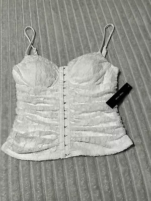 Y2K Coquette White Lace Top Corset Romantic Hook And Eye Bustier Bra Fairy Goth • $26