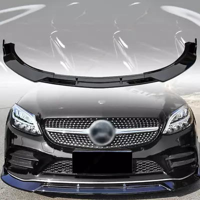 For W205 C-Class 2019-2021 Mercedes Benz Front Bumper Lip Splitter Gloss Black • $61.74