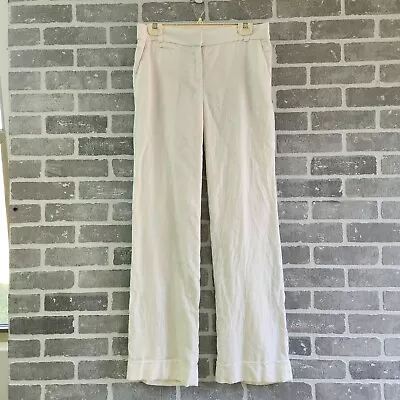 J Crew Womens Lined Cafe Trouser Size 4 Linen Off White Wide Leg Pockets  • $19.97