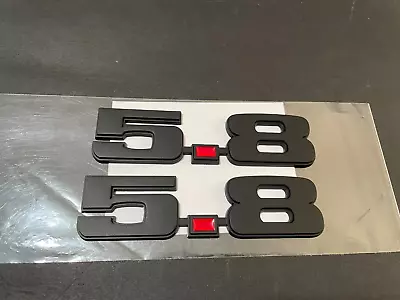 351W Windsor 5.8 Liter Matte Black & Red Fenders Emblem Badge - Pair • $16.95