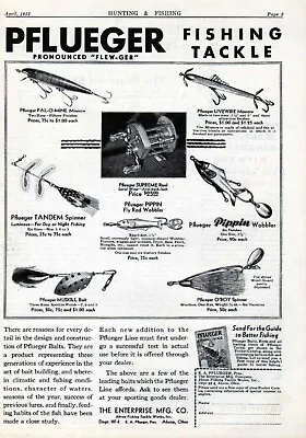 1932 Pflueger Fishing Tackle Sport Spinner Reel Bait Lure Akron Ohio Ad 6251 • $37.01