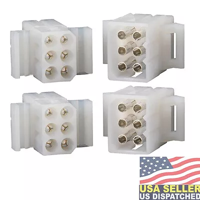 6 Pin Molex Connector Lot  2 Matched Sets W/14-20 AWG .093  Pins Panel Mount • $10.53