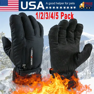Mens Winter Thermal Warm Waterproof Ski Snowboarding Driving Work Gloves Lot • $5.99
