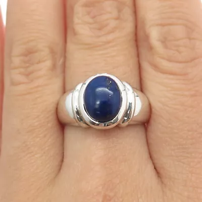 925 Sterling Silver Vintage Real Lapis Lazuli Gemstone Ring Size 9 • $48.99