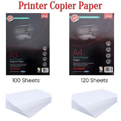 Printer Paper A4 & A3 White Copy 80 GSM Copier Sheets Photocopy Home Office UK • £9.49