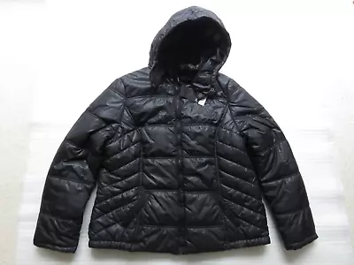 Matalan Papaya Womens Black Padded Quilted Coat Hood Zip UK Size 20 48 XL • £16.99