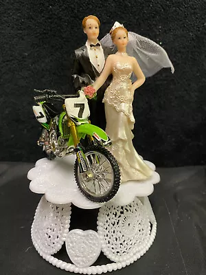 Kawasaki Off Road Dirt Bike Motorcycle Wedding Cake Toppe Motorcross Groom Top • $54.88