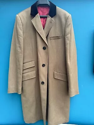 Charles Tyrwhitt Chesterfield Coat/Overcoat; Size UK 44R XL Brown Velvet Collar • £69.99