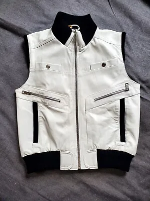 Leather Cult Mens Women's White Leather Motorcycle Vest S • $75