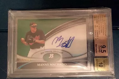 2011 Manny Machado Bowman Platinum Auto Green Refractor- BGS 9.5 Gem Mt- #39/399 • $288.88