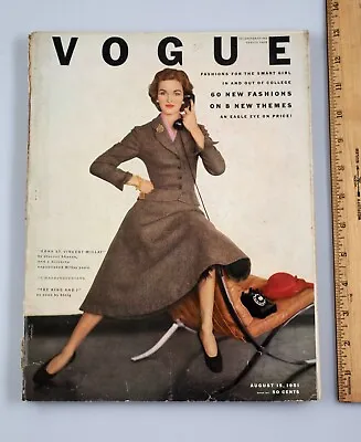 Vintage Vogue Magazine August 15 1951 Irving Penn Photos College Fashions • $34.99