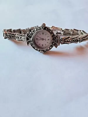 Vintage 925 Silver & Marcasite Womans Watch...Beautiful! • $205.58