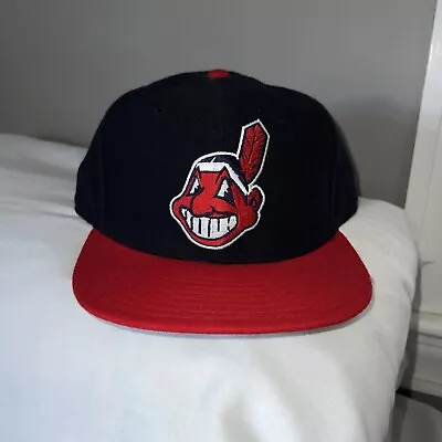 Vintage New Era Cleveland Indians Fitted Hat Diamond Collection Size 7 5/8 • $85