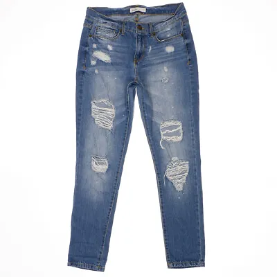 Mudd Skinny Jeans Juniors Size 11 Distressed Splatter Blue Denim Stretch 28x27.5 • $14.99