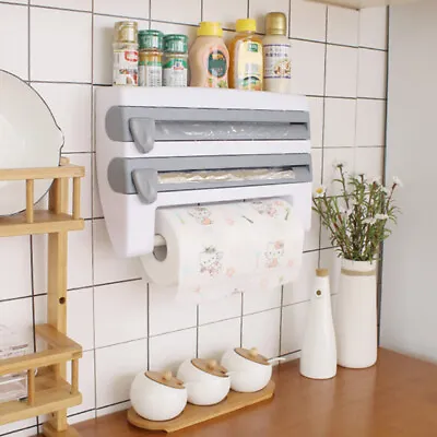 £14.94 • Buy Cling Film Rack And Kitchen Foil Dispenser Paper Towel Roll Holder Wall Mounted