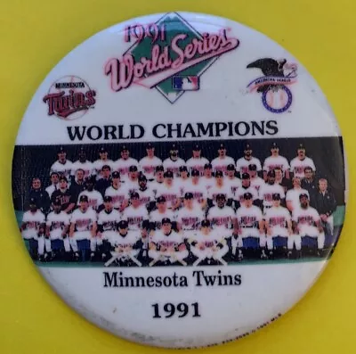 1991 World Series Champions Minnesota Twins Vintage MLB Baseball Button Pin AL 2 • $7.91