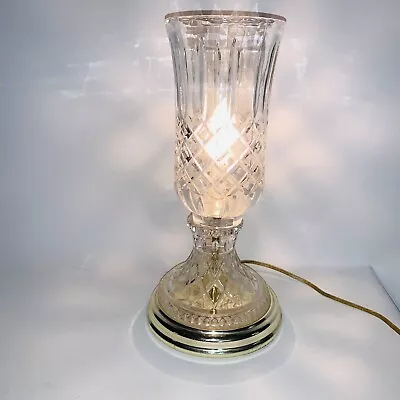 Vintage 14  Tall Crystal Glass Brass Tulip Table Lamp Art Deco Heavy • $45