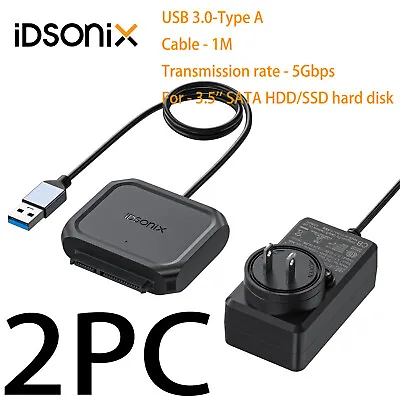 2X USB3.0 To SATA 3.5'' Hard Drive SATA USB 3.0 Converter Adapter W/ 12V2A Power • $14.99