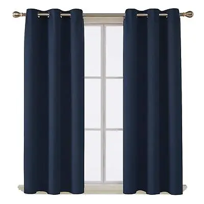 Thick Thermal Blackout Heavy Curtains Eyelet Ring Top Pair With Tie Back UK • £15.80