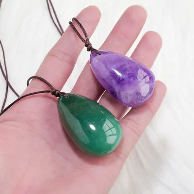 Natural Crystal Gemstone Water Drop Oval Pendant Jewelry Necklace Energy Healing • $5.71