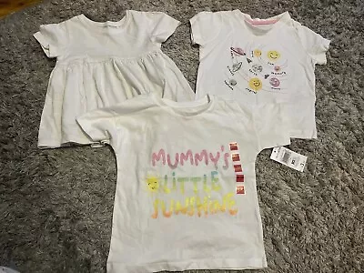 Matalan Next Primark Girls Bundle Summer White T-shirts Tops 18-24 Months  • £4