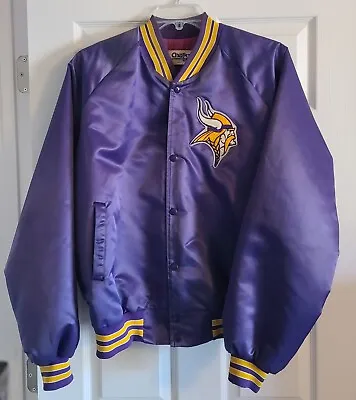 🔥🚨Vintage Chalk Line XL Minnesota Vikings Starter Style Spellout Jacket EUC  • $124.99