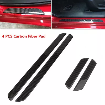 4Pc Waterproof Carbon Fiber Strip Car Scuff Plate Door Sill Cover Protector Pad • $22.70