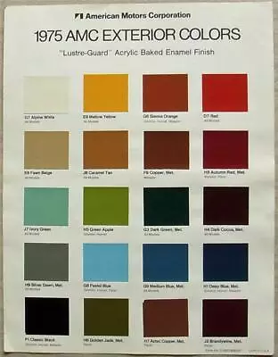 AMC CARS EXTERIOR PAINT Colour Chart 1975 USA #5-2522-836-02 • £14.99