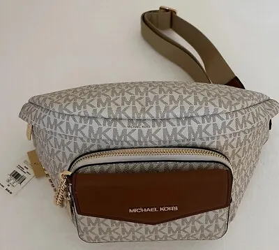 Michael Kors Ladies Maisie 2 In 1 Waistpack Fannypack Belt Bag Crossbody Vanilla • $94.99