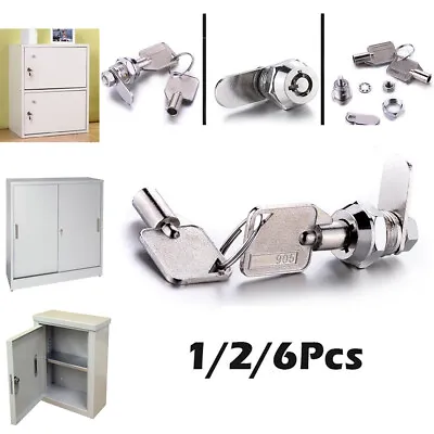 10mm Tubular Cam Lock Zinc Alloy+2Keys For Drawer Cabinet Desk Mailbox 1/2/6Pcs  • $6.83