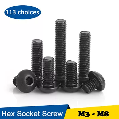 M3-M8 Button Pan Head Socket Screws Dome Head Allen Bolts 12.9 High Tensile • $14.39