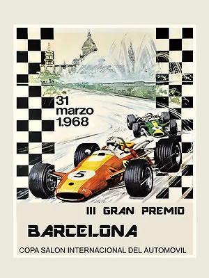 Barcelona Car Race Grand Prix Vintage Poster Repro Shipped Rolled FREE SHIP USA • $17.90