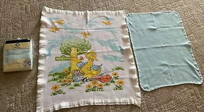 Sesame Street Baby Blanket Waffle Weave Big Bird Satin Trim 40 X35  Vintage • $40