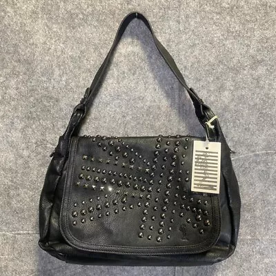 Religion Handbag Black Faux Leather Detachable Crosbody Strap Studded Union Jack • £23.40