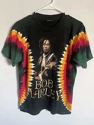 Vintage Bob Marley T Shirt Mens Medium Tie Dye Rasta Hippie Tour Y2K • $29.88