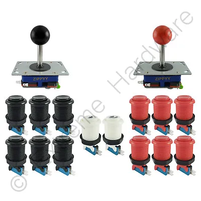 £29.99 • Buy 2 Player Arcade Control Kit 2 Ball Top Joysticks 14 Buttons Black/Red JAMMA MAME