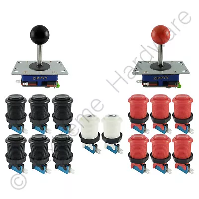 2 Player Arcade Control Kit 2 Ball Top Joysticks 14 Buttons Black/Red JAMMA MAME • £29.99